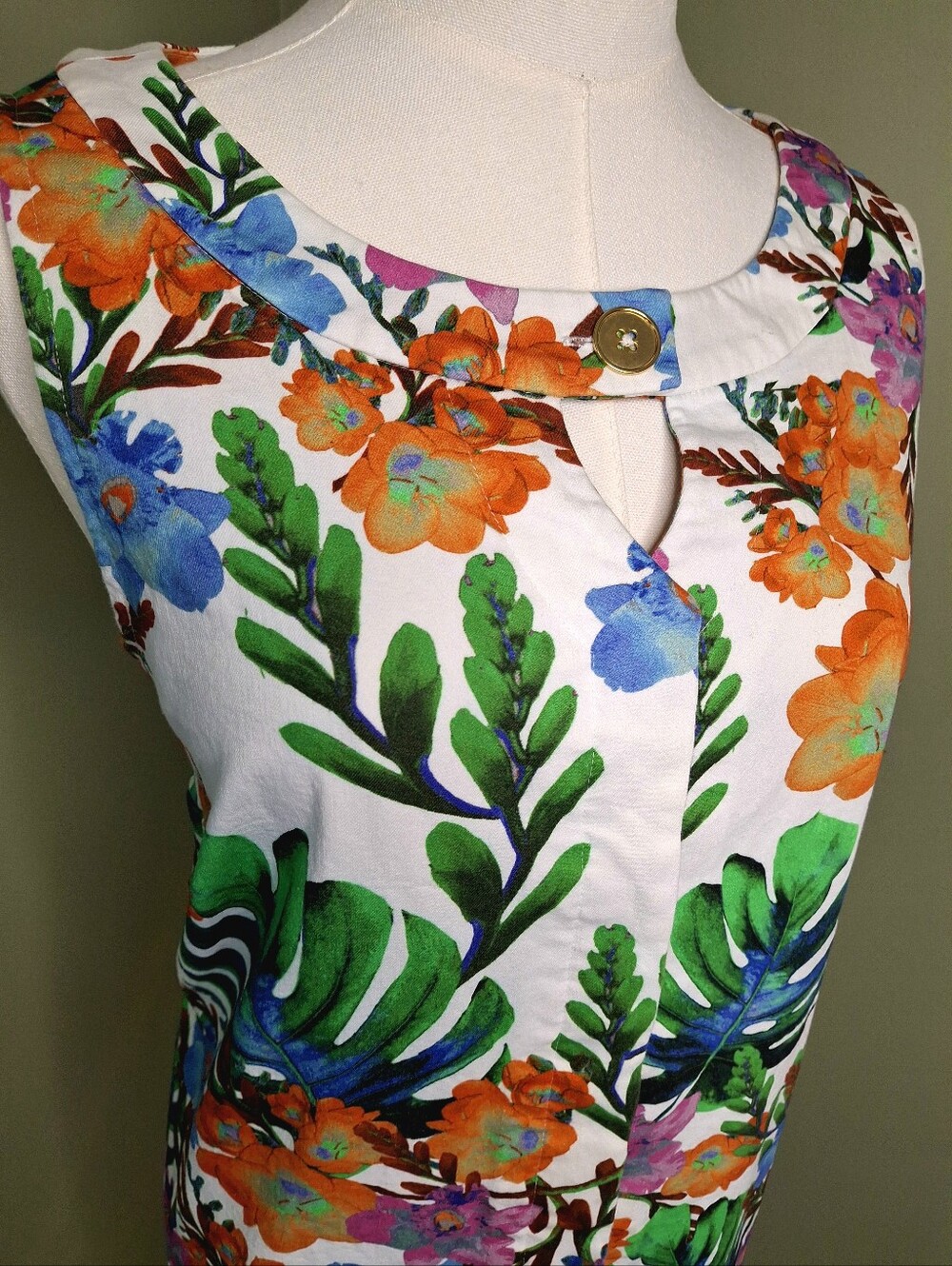 Doncaster Tropical Floral Resort Shift Dress Sleeveless Vacation Women 10